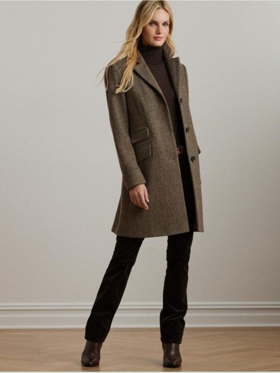 Lauren Ralph Lauren Jackets & Blazers - Lauren Ralph Lauren brown herringbone wool-blend coat size 10 NEW